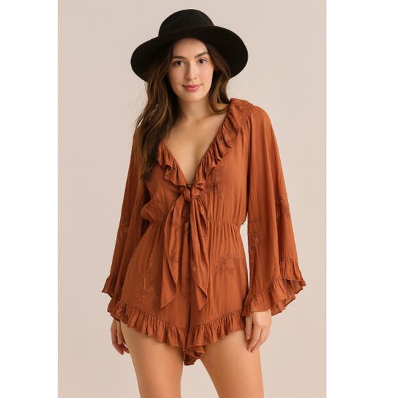 Free People SZ S Dance All Night Romper OB1245766 Bronze - Picture 6 of 6